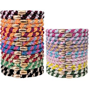 30 Pi&egrave;ces Queue Bandes &Eacute;lastique Accessoire En Caoutchouc Color&eacute; De Cheval En Corde Souple &Eacute;lastique Pour Les Cheveux &Eacute;pais Et Boucl&eacute;s Des Femmes Et Des Jeunes Filles (Multicolore) - Neuf