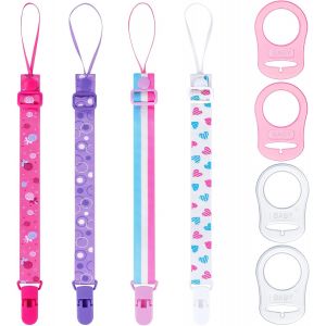 8pcs Attache Sucette Pour Bébé,Adaptateur Pour Attache-Sucette Pour Bébé,Sangles De Chaîne Avec Fermoir En Plastique,Adaptateur Pour Anneau En Silicone,Jouets De Dentition Pour Bébé - Neuf