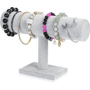 Jexnovashop-Porte-Bijoux Pour Bracelets Et Montres, Porte Bracelet Presentoir Bracelet, Support Bracelets En Velours En Forme De T, Pour Montres Colliers Pr&eacute;sentoir &Agrave; Bijoux(Gris, 23,5 X 14 Cm) - Neuf