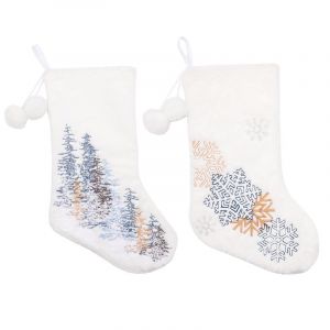 Lot de 2 sacs cadeaux de No&euml;l en peluche blanche - Neuf