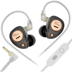 LORANKA-KZ Taurus &Eacute;couteurs Intra-Auriculaires filaires KZ IEM avec Microphone &agrave; condensateur Double Capsule de 6 mm pour Le Jeu Double Haut-Parleur Dynamique de 8 mm Basses Profondes C&acirc;ble d&eacute;tachabl - Neuf