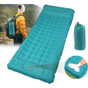 Letnerny-Matelas De Camping Autogonflant, 12cm D'épaisseur Matelas Autogonflant 1 Personne Avec Pompe À Pied & Oreiller, Matelas Randonnée Ultraléger, Matelas Gonflable 1 Place Pour Camping Trekking - Neuf