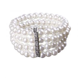 Bracelet &Eacute;lastique Vintage En Fausses Perles, Design Multicouche, Accessoire De Mariage Style Ann&eacute;es 20 Pour Mari&eacute;e Flapper - Neuf