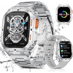 Montre Connect&eacute;e Homme Avec Appel Bluetooth Assistant Vocal, 1.95'' Amoled Montre Connect&eacute;e Sport 100+ Sportifs Avec 24/7 Moniteur De Fr&eacute;quence Cardiaque Sommeil Spo2 Pour Android Ios[Z1132] - Neuf