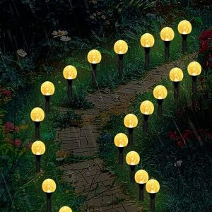 Spots Solaires &Agrave; Led (10 Led) &Agrave; Encastrer Au Sol Pour Jardin - Blanc Chaud, R&eacute;sistants &Agrave; L'eau, Allumage/Extinction Automatique - Neuf