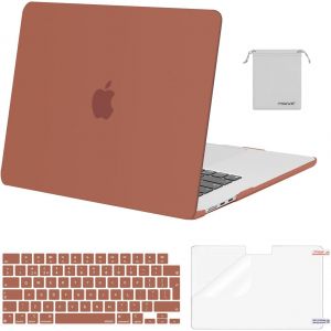 Coque Compatible avec MacBook Air 15 Pouces M4 A3241 M3 A3114 M2 A2941 2025 2024 2023 Retina Display Touch ID, Étui Rigide&Housse Clavier&Protecteur D'écran&Sac Rangement,Rouge Grenat - Neuf