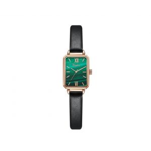 Montre Carr&eacute;e Verte R022 Pour Femme &iquest; Style R&eacute;tro, Mouvement &Agrave; Quartz, &Eacute;tanche, Cadran 24 Mm - Neuf