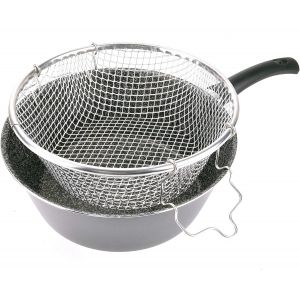 Subzonal-Alluflon Tradizione Italia Po&ecirc;le &Agrave; Frire Avec Panier, Friteuse Avec 2 Poign&eacute;es, Rev&ecirc;tement Ardoise Anti-Adh&eacute;sif, Lavable Au Lave-Vaisselle, 24 Cm - Neuf