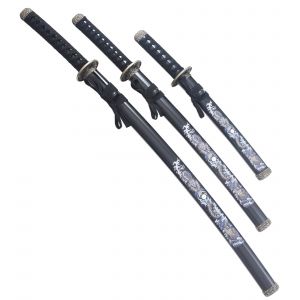 Set 3 Katanas Dragon Bleu Ep&eacute;e Sabre Katana Japonais Decoration Katana + Wakizashi + Tanto D&eacute;coration - Neuf