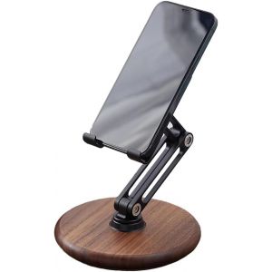 acdsgd-Support T&eacute;l&eacute;phone R&eacute;glable, Support T&eacute;l&eacute;phone Bureau Pliable avec Rotation 360&deg;, Compatible avec iPhone 17/16/15/14/ Pro Max Samsung Galaxy Huawei et Tous Les Smartphones, Bois de Noyer - Neuf