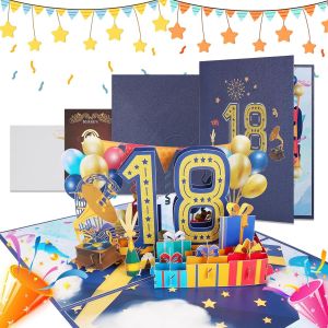 Carte Anniversaire 18 Ans, Carte Cadeau Pop-Up, Carte de Voeux 3D avec Enveloppe, Cartes de V?ux d'anniversaire pour Femme, Homme, Amis, Mère - Neuf