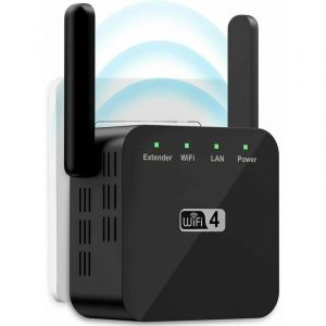 300Mbps 2,4 GO WiFi Répéteur, 1 RJ45 Port Réseau Internet sans Fil amplificateur de Signal, Ultra-Compact WiFi Extender, Facile à Installer Internet Booster, Noir - Neuf