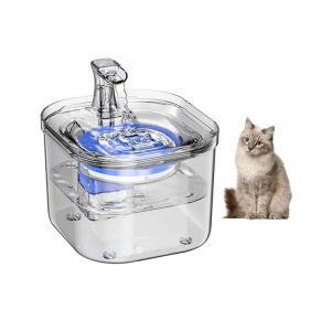 Fontaine À Eau Transparente Pour Chat Wf160 1,8 L - Écologique, Filtrée, Pompe Silencieuse, Réserve D'eau D'urgence, Alimentation Usb - Neuf