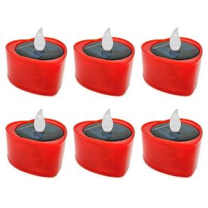6 Pcs/Bo&icirc;te en Forme de Coeur &eacute;nergie Solaire &agrave; la Lumi&egrave;re des Bougies sans flamme de Simulation &Eacute;lectronique Bougie Veilleuse Lampe pour la saint-Valentin D&eacute;cor de No&euml;l Ornement - Neuf