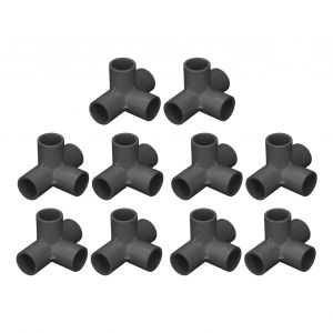 XYONG Lot de 10 raccords de tuyauterie en PVC de 0,8 po, coude a 4 voies pour meubles, tentes, noir - Neuf