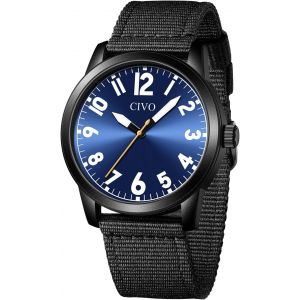 Eryi-Montre Homme Simple Classique Avec Gros Chiffres Design Étanche Analogique Quartz Caoutchouc Cuir Nylon Cadeau Homme - Neuf