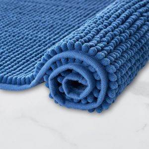 Tapis de Bain Antidérapant en Chenille|Super Absorbant et Lavable en Machine|pour la Salle de Bain,Douche,Baignoire ou comme Tapis WC|Bleu-70x120 cm - Neuf