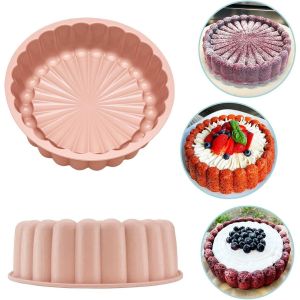 Moule Gateau Silicone Rond 20cm,Antiadhésif Moule a Gateau Rrond Silicone,Moule Silicone Patisserie Rond, Moule à Gâteau Cannelé pour Cheesecake,Brownie,Chocolat - Neuf