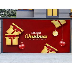 Bannière de Noël pour porte de garage 180 x 150 cm ¿ Décoration de Noël pour la maison, la terrasse ou le jardin - Neuf