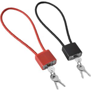 Lot De 2 Cadenas En Corde D'acier Avec Clés,Cadenas Renforcé À Long Crochet Avec 3 Clés,Serrure Pour Valise, Portail, Vélo, Salle De Sport, Casier (Noir, Rouge) - Neuf