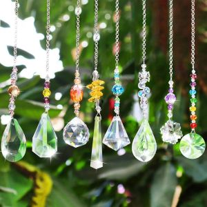 MEVRONISSHOP-8 Pi&egrave;ces Attrape-Soleil en Cristal, Pendentif Prisme, Suncatcher pour la D&eacute;coration, Ornement Capteur, Arc-en-Ciel Suspendu pour Fen&ecirc;tre Maison du Jardin - Neuf