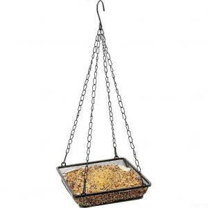 La pendaison de Mangeoire &agrave; Oiseaux avec une Grande Capacit&eacute; de, de Maille en M&eacute;tal de Conception, R&eacute;glable &agrave; Longue Cha&icirc;ne, 17,5 x 17,5 x 4 cm - Neuf