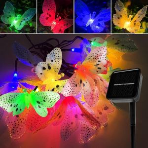 Lumi&egrave;re Solaire En Plein Air De La Cha&icirc;ne, 12 Led Papillon Solaire Guirlande Lumineuse, 8 Modes Imperm&eacute;able Multicolore Lampe Solaire De D&eacute;coration Pour Le Jardin Balcon Terrasse F&ecirc;te De No&euml;l - Neuf