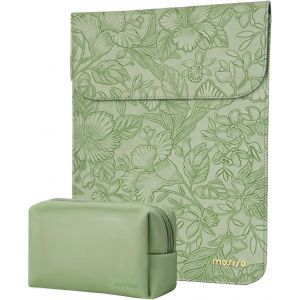 acdsgd-13 Pouces Housse Protection Ordinateur Portable,Compatible avec MacBook Air M4 M3 M2 M1 2025-2018/Pro 13 M2 M1 2025-2016,Gaufr&eacute; R&eacute;tro Hibiscus Simili Cuir PU avec Petit Pochette,Sage Vert - Neuf
