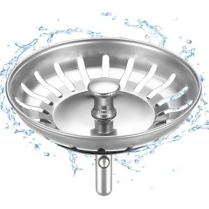 JGD-Bouchon d'Evier de Cuisine 82 mm - &eacute;paissi Acier Inoxydable Panier pour Bonde Evier Cuisine - Filtre Evier Cuisine Anti Colmatage avec Attrape Cheveux et Filtre pour &eacute;viers de Cuisine - Neuf