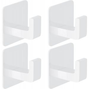 4 Pièces Crochet Adhésif,Porte Serviette Auto Adhesif 5 kg (Max),Accroche Torchon Cuisine Imperméable en Alliage d'aluminium,Crochet Mural pour Salle de Bains,Cuisine,Bureau (Blanc Mat) - Neuf