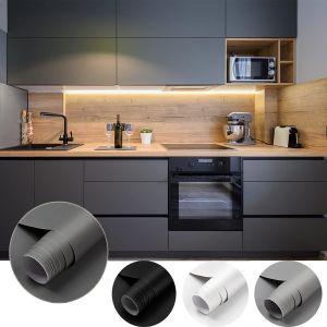 2 Rouleau 61 * 550cm Papier Peint Adhesif Pvc, Épaissir Mat Sans Bulles Papier Peint Auto-Adhésif Pour Armoire De Cuisine Stickers Muraux Étanche Décor Table Placard Porte Gris Fon[App8809934] - Neuf
