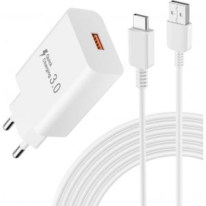 Chargeur Rapide Pour Samsung Galaxy A17, A16, A15 5G, A14, A13, A12, A06, A05, A05S, A04S, A55, A54, A52, A35, A33, A32, A25, S10, S9, S8, Qc 3.0 Adaptateur Secteur Usb Avec C&acirc;ble Usb C - Neuf