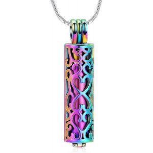 Trahoo-Collier Avec Pendentif Urne Funéraire Avec Fiole Cylindrique Creuse - Bijou Funéraire Pour Cendres - Pour Homme Et Femme - Neuf
