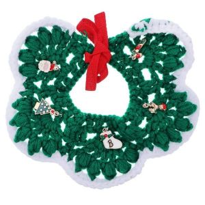Collier De No&euml;l Festif Fait Main Pour Animaux De Compagnie - Collier R&eacute;glable En Laine Pour Chien Et Chat Pour Les F&ecirc;tes De Fin D'ann&eacute;e - Neuf