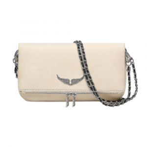 Sac messager en cuir pour femme, sac &agrave; bandouli&egrave;re avec fermeture &eacute;clair orn&eacute;e de strass, blanc - Neuf