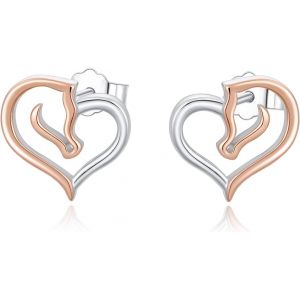 Senior-Boucles D'oreilles Chevaux En Argent Sterling 925 - Hypoallergéniques - Cadeau Pour Femme[L1053] - Neuf