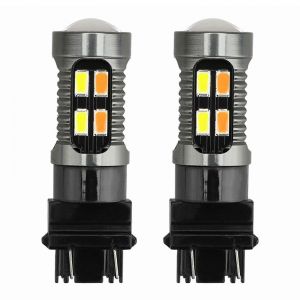 2x Lumi&egrave;re Led Bicolore T25 3157 P27-7w 5630 20smd Blanc Ambre B - Neuf