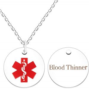 Kal-Collier D'alerte M&eacute;dicale Rond De Secours D'urgence Collier &Eacute;tanche Pour Hommes Femmes Avec Symbole M&eacute;dical Rouge Premi&egrave;re R&eacute;ponse Colliers D'identification En Acier Inoxydable Ya4678 - Neuf