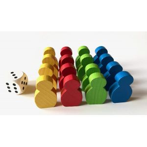 Eryi-Jeu De Figurines En Bois Pour Ludo.Grandes Figurines À Coller 21 X 34 X 8 Mm, 4 X 4 Figurines + 1 Grand Dé - Neuf