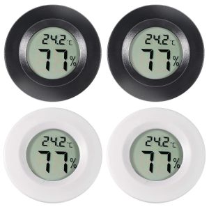 Lot de 4 mini thermomètres hygromètres ronds - Écran LCD numérique - Pour intérieur et extérieur - Affichage de la température pour humidificateur, déshumidificateur, serre, cave, Fahrenheit ou - Neuf