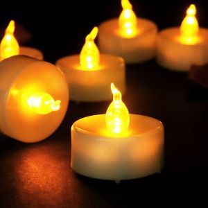 Lot De 12 Bougies Led (Lumière Jaune Pointue), Bougies Chauffe-Plat Sans Flamme, Bougies Électriques Scintillantes, Décoration D'ambiance Intérieure Et Extérieure Pour Noël, Pâques, Mariages Et Fêtes - Neuf
