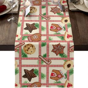 No&euml;l Nappe - Noisette, 33x180 Cm, De Forme Rectangulaire, Nappe Machine Nappe Anti-Tache Nappe Nappe De No&euml;l Pour Les Pique-Niques, Les F&ecirc;tes De No&euml;l, D&eacute;corations De Table - Neuf