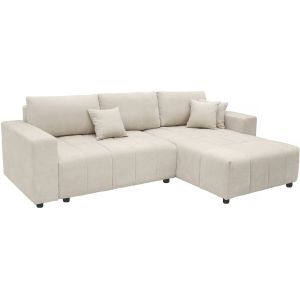 Canap&eacute; d'angle convertible style bubble tissu chenille "George" 4 places - Beige - Neuf