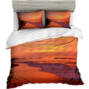 Personnes Housse De Couette X Cm Conception De La Plage En D Tropicale Palmiers &iquest;&iquest; Voile Ciel Bleu La Mer Lever Du Soleil Au Cr&iquest;&iquest;Puscule Paysage Romantique Parures De Lit (Style # - Neuf