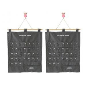 Pochette de rangement pour calendrier suspendu avec 32 poches - Gris - Neuf