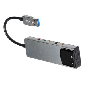 Carte Son D'Ordinateur 6 en 1, Carte Son Externe USB 5.1, Convertisseur Audio Multifonction pour Ordinateur Portable, Carte Son en Aluminium - Neuf