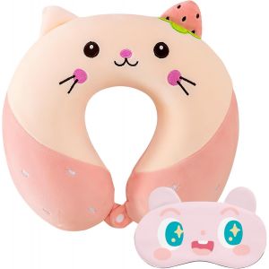 Ulteronixshop-Oreiller de Voyage, Coussin de Voyage Et Les Yeux Band&eacute;s, Cale Tete Enfant Voiture, Coussin Voiture Enfant, Coussin Voyage Avion, Coussin Voyage Enfant pour Voiture Avion Bureau Maison - Neuf