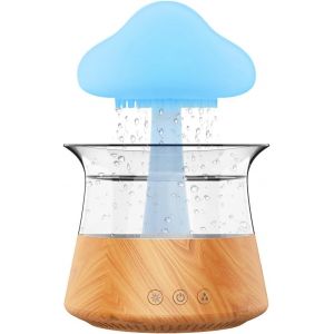 CHECARZHN--NO1-Humidificateur Nuage De Pluie 300 Ml - 7 Veilleuses, 3 Modes Pluie/Brouillard - Pour Chambre, Maison, Bureau, Voiture (Grain De Bois) - Neuf