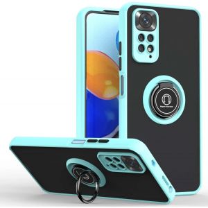 Kal-Coque Pour Xiaomi Redmi Note 11/Redmi Note 11s 4g, Mat Translucide Toucher Doux Housse, Antirayures Antichoc Dos Rigide Pc + Tpu Bumper Silicone Étui Avec Support Pour Bague (Bleu Ciel) - Neuf