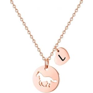 Kal-Chevaux Et Filles - Cadeau Pour Femme - En Acier Inoxydable - C?ur Creux - Pendentif Cheval - Cadeau Pour Filles Et Femmes - Chevaux - Chaîne Pour Adolescentes Et Petites Filles - Neuf